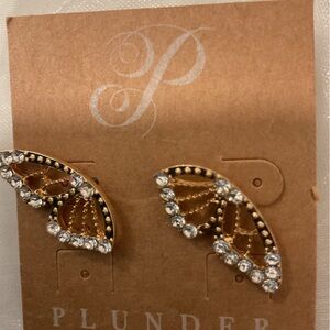 Plunder Gold Fan Earrings with Silver Accents
